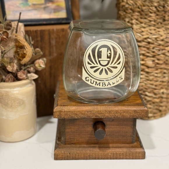 Vintage Knock on Wood Corporation Glass Gumball Jar with Wooden Base - Picture 2 of 12